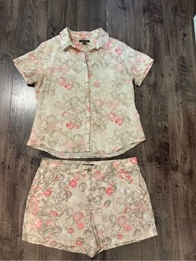 Tommy Bahama linen  shirt & Shorts matching set size 16 100% Linen